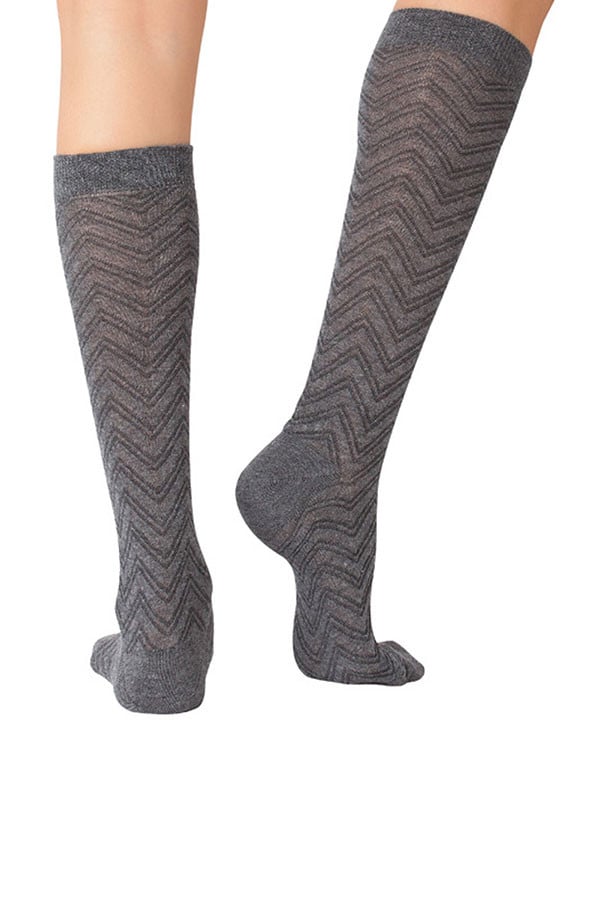 Lucci Grey Textured Calf High Sock