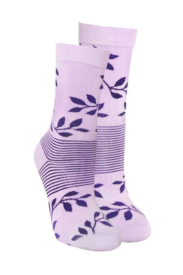 Lucci Lavender Flourish Crew Sock