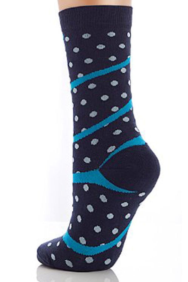 Lucci Navy Ribbon Crew Sock