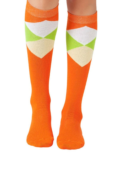 Lucci Orange Diamond Calf High Sock