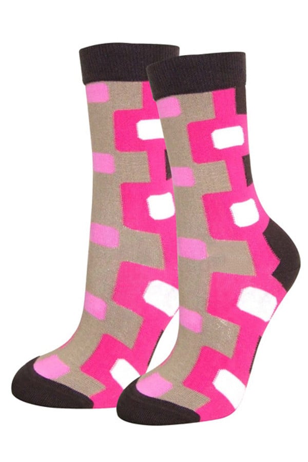 Lucci Pink Equinox Crew Sock