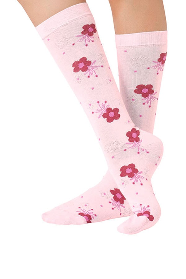 Lucci Pink Geranium Calf High Socks