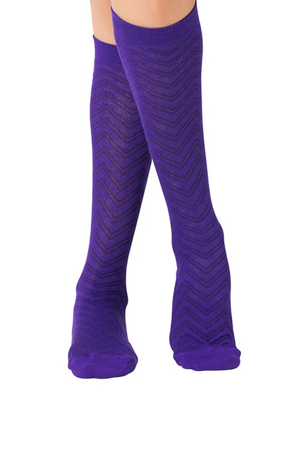 Lucci Purple Textured Calf High Sock