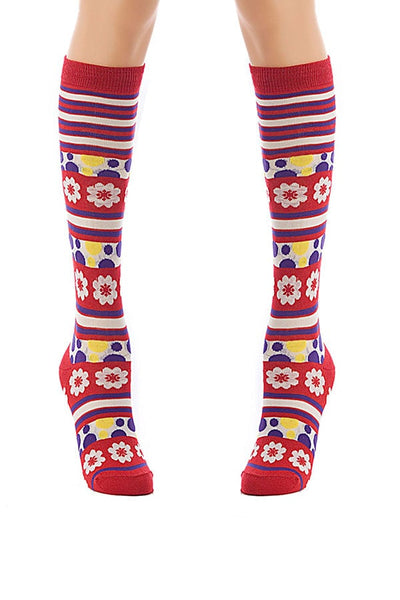 Lucci Red Camelia Calf High Sock