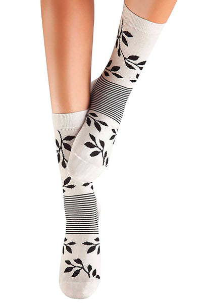 Lucci White Flourish Crew Sock