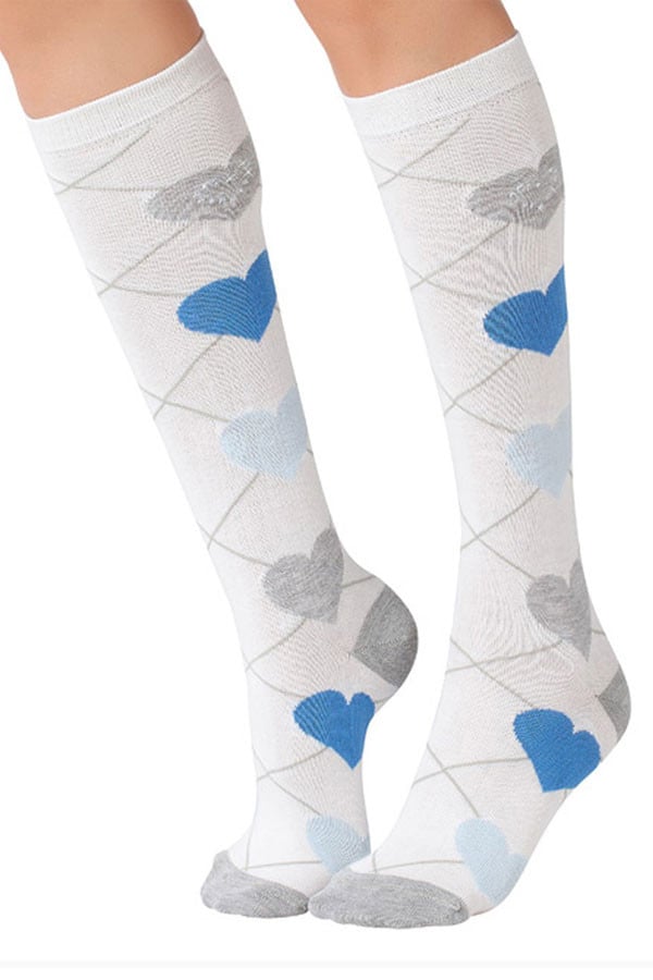 Lucci White Love Calf High Sock
