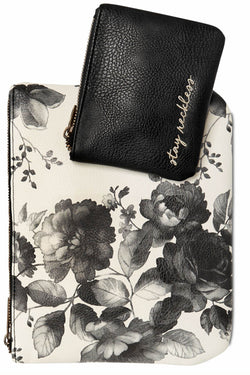 Lucky Brand Black/White Floral 2-Piece Cosmetic Pouch Duo thumbnail 2