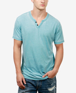 Lucky Brand Burnout Button Notch Short Sleeve Tshirt Delphinium Blue thumbnail 1