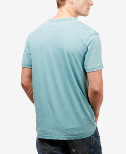 Lucky Brand Burnout Button Notch Short Sleeve Tshirt Delphinium Blue thumbnail 2