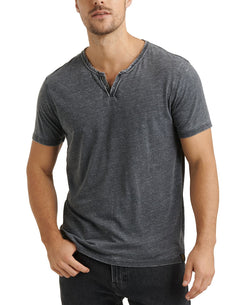 Lucky Brand Burnout Button Notch Short Sleeve Tshirt Jet Black thumbnail 1