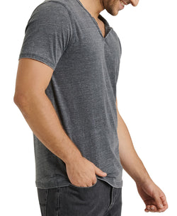 Lucky Brand Burnout Button Notch Short Sleeve Tshirt Jet Black thumbnail 2