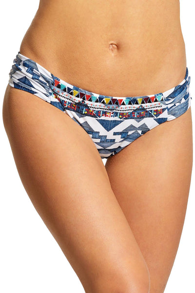 Lucky Brand Going South Embroidered Bikini Bottom in Indigo