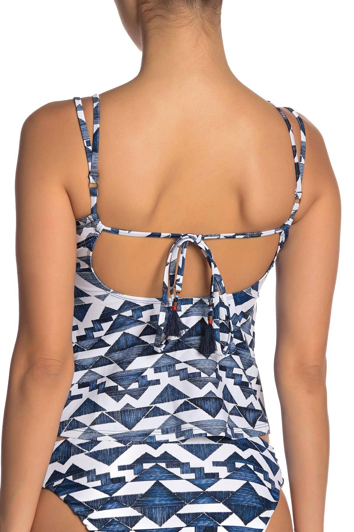 Lucky Brand Going South Embroidered Tankini Top in Indigo