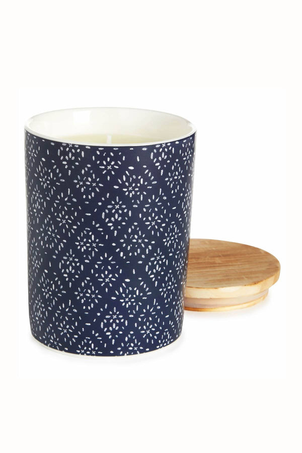 Lucky Brand Indigo-Dye Ceramic Orange-Moss Scented Candle