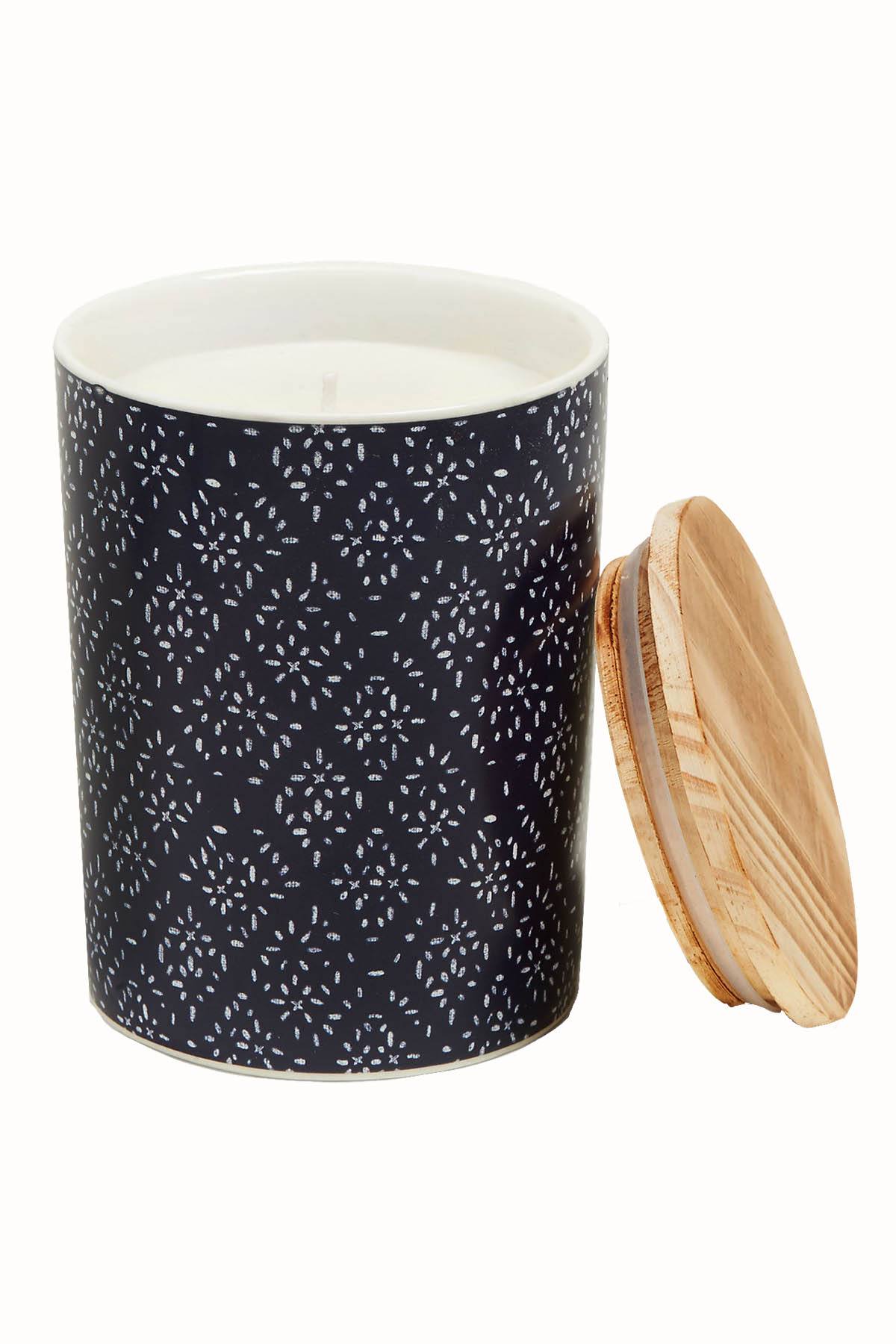 Lucky Brand Indigo-Dye Ceramic Orange-Moss Scented Candle