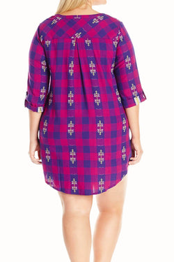 Lucky Brand PLUS Purple-Plaid Flannel Sleepshirt thumbnail 4