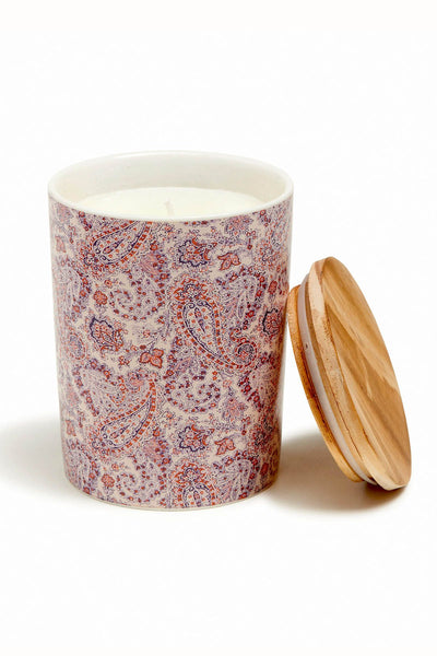 Lucky Brand Pink-Paisley Ceramic Coastal-Gardenia Scented Candle