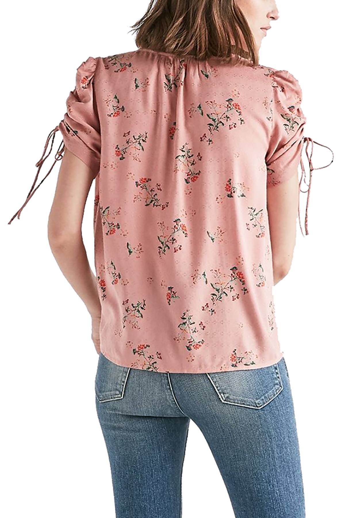Lucky Brand Pink Puff-Sleeve Printed Top