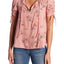Lucky Brand Pink Puff-Sleeve Printed Top
