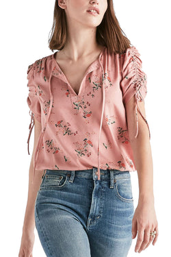 Lucky Brand Pink Puff-Sleeve Printed Top thumbnail 2