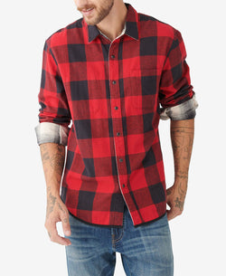 Lucky Brand Reversible San Gabriel Woven Shirt Red /White thumbnail 1