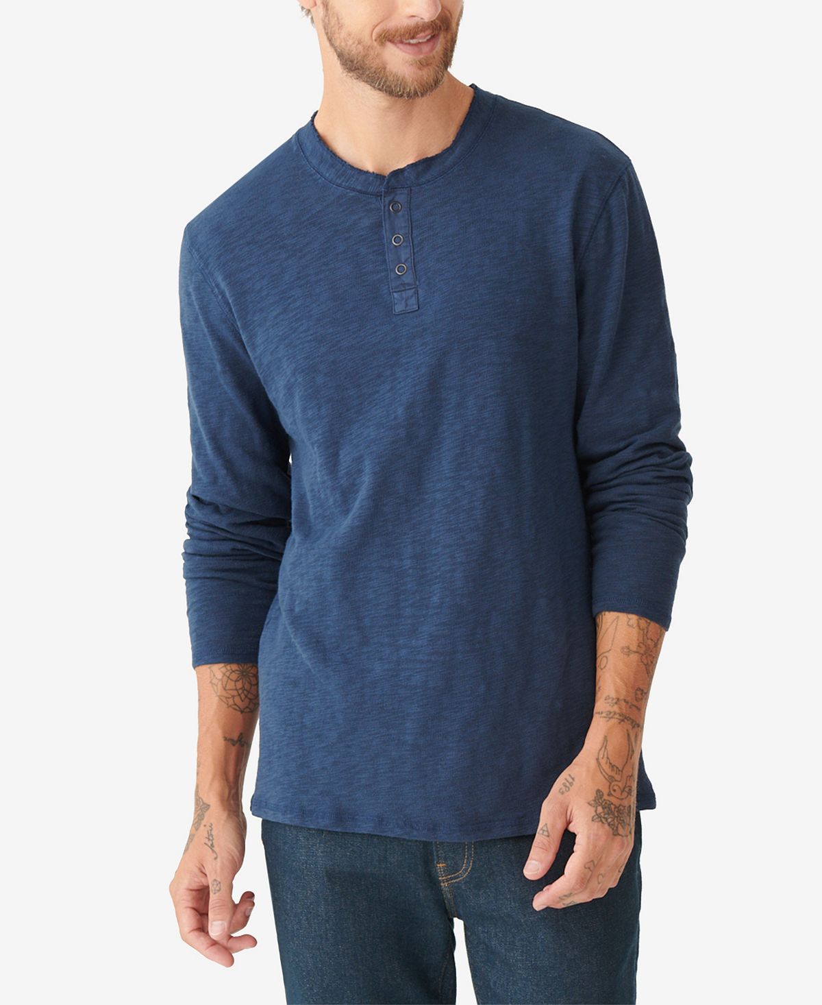 Lucky Brand Snap Henley Shirt Blue