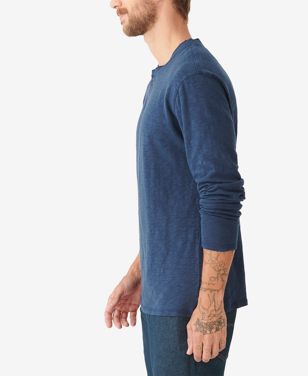 Lucky Brand Snap Henley Shirt Blue