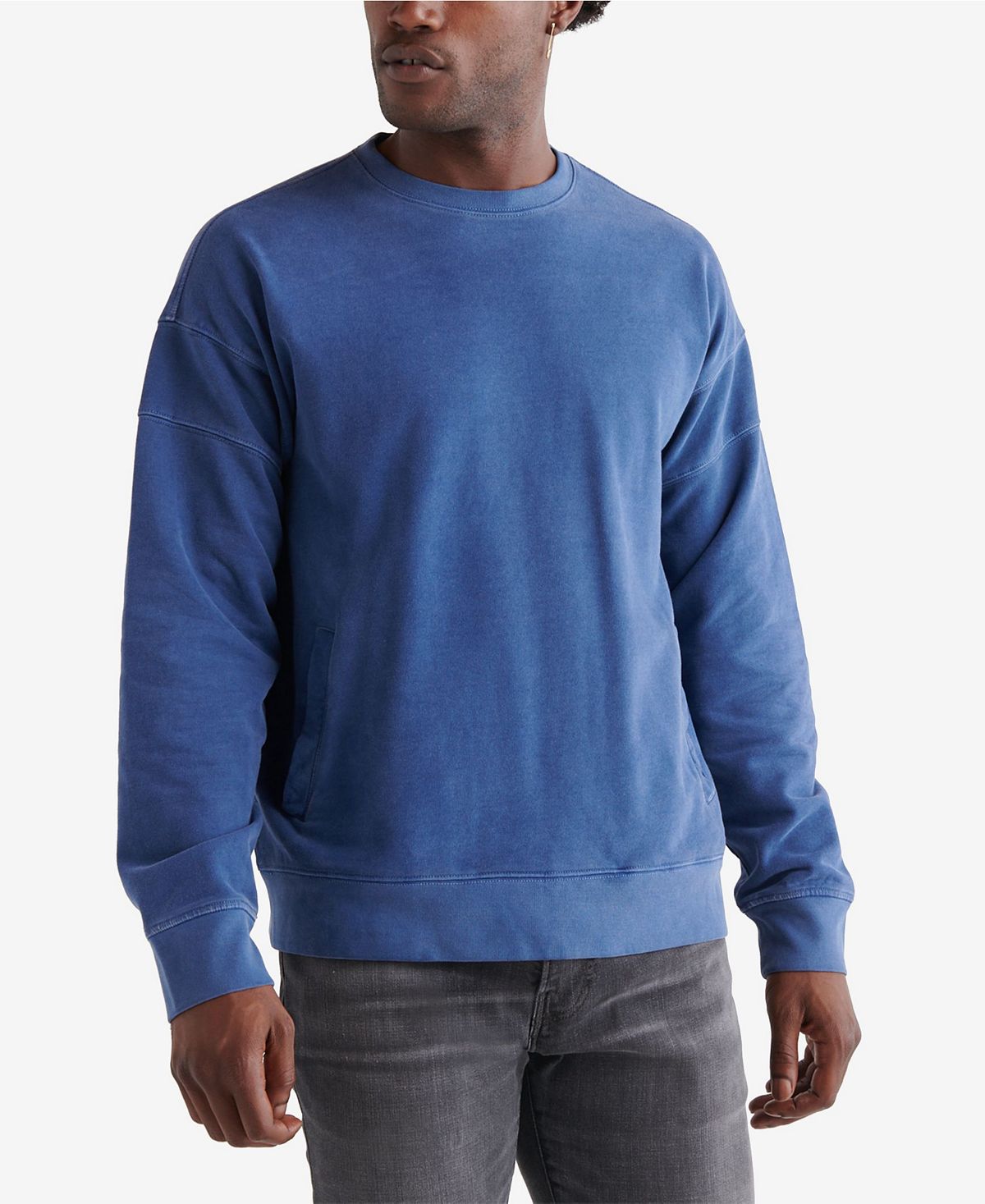 Lucky Brand Sueded Fleece California Crew Sweatshirt Blue