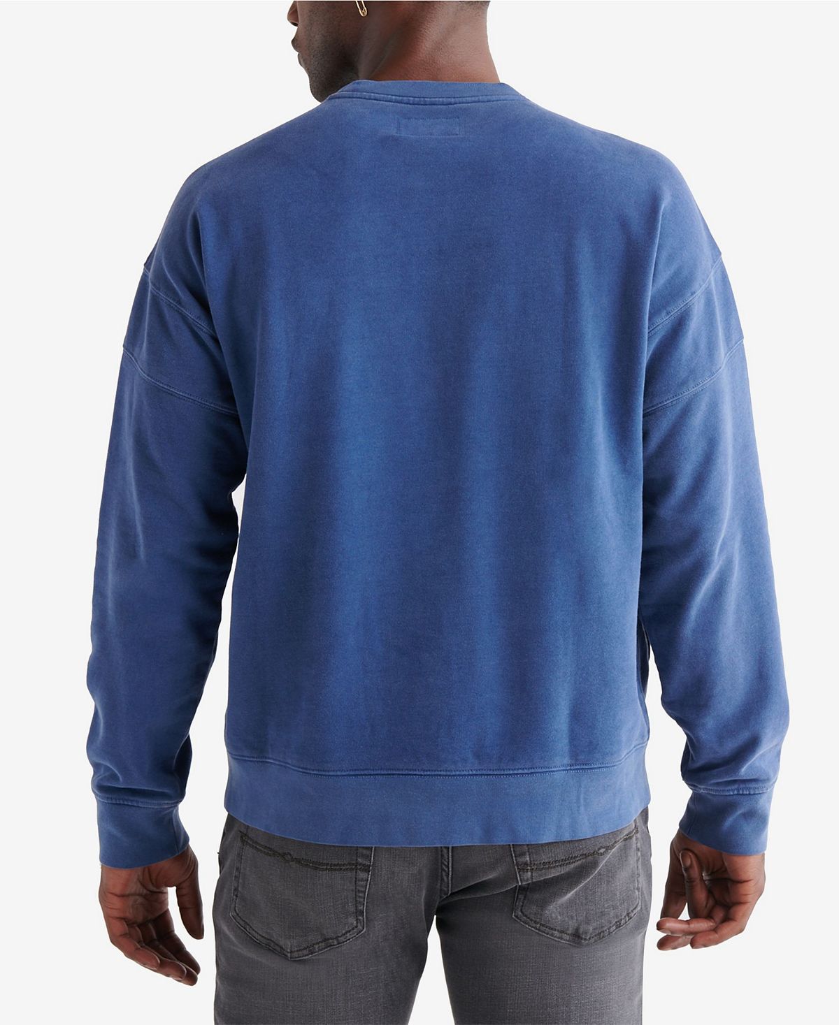 Lucky Brand Sueded Fleece California Crew Sweatshirt Blue