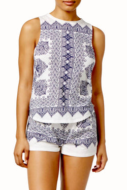 Lucky Brand White/Blue Muscle Tee & Shorty PJ 2-Piece Set thumbnail 1