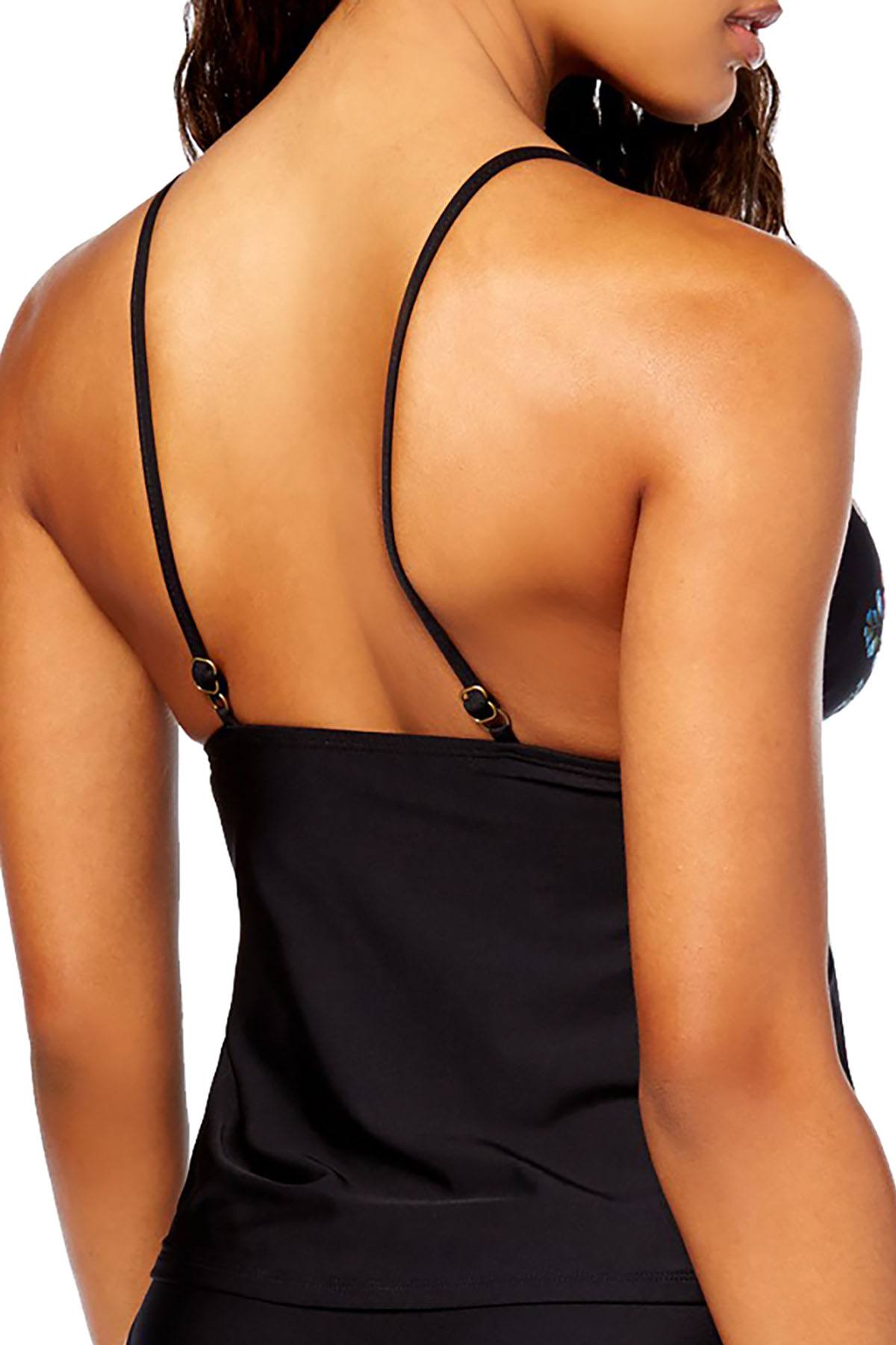 Lucky Brand Zen Garden V Neck Tankini Top in Black