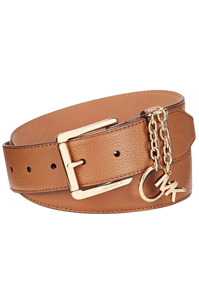 MICHAEL Michael Kors Acorn/Gold MK Logo Charm Belt