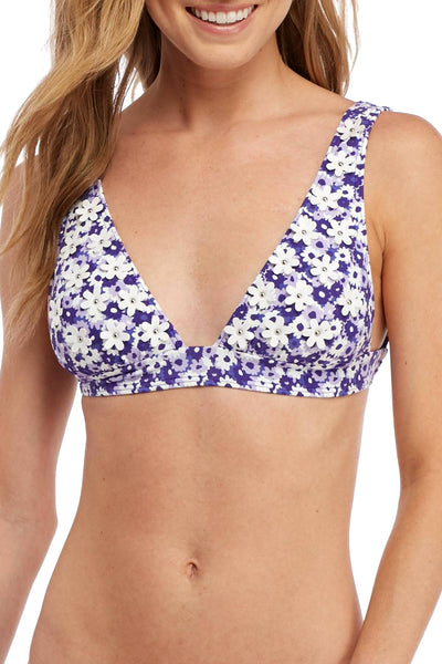 MICHAEL Michael Kors Amethyst Carnations Over the Shoulder Bikini Top