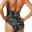 MICHAEL Michael Kors Black Abstract-Palm Deep-V-Twist Halter One-Piece Swimsuit