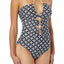 MICHAEL Michael Kors Black Rope-Geo Shirred Keyhole One-Piece Swimsuit