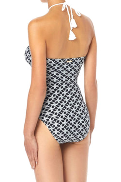 MICHAEL Michael Kors Black Rope-Geo Shirred Keyhole One-Piece Swimsuit thumbnail 3