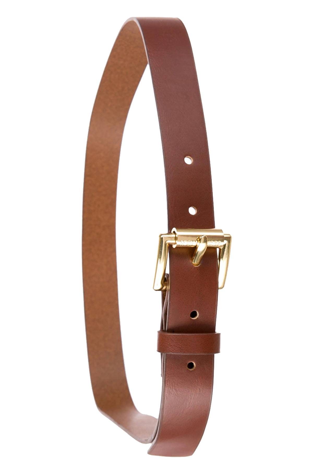 MICHAEL Michael Kors Brown/Gold Vegan Leather Belt