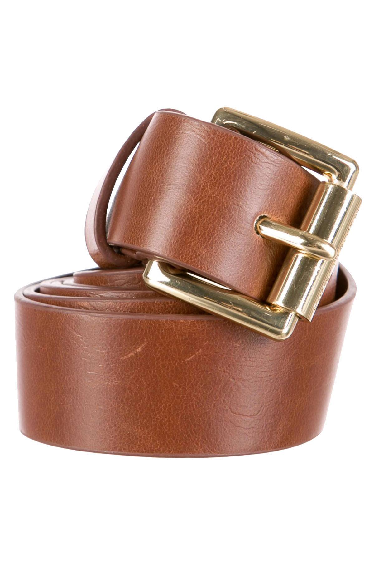 MICHAEL Michael Kors Brown/Gold Vegan Leather Belt