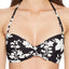 MICHAEL Michael Kors Floral Vine Tie Front Bandeau Bikini Top in Black/White