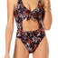 MICHAEL Michael Kors Navy/Rose-Pink Scattered-Blooms Cut-Out One-Piece Swimsuit