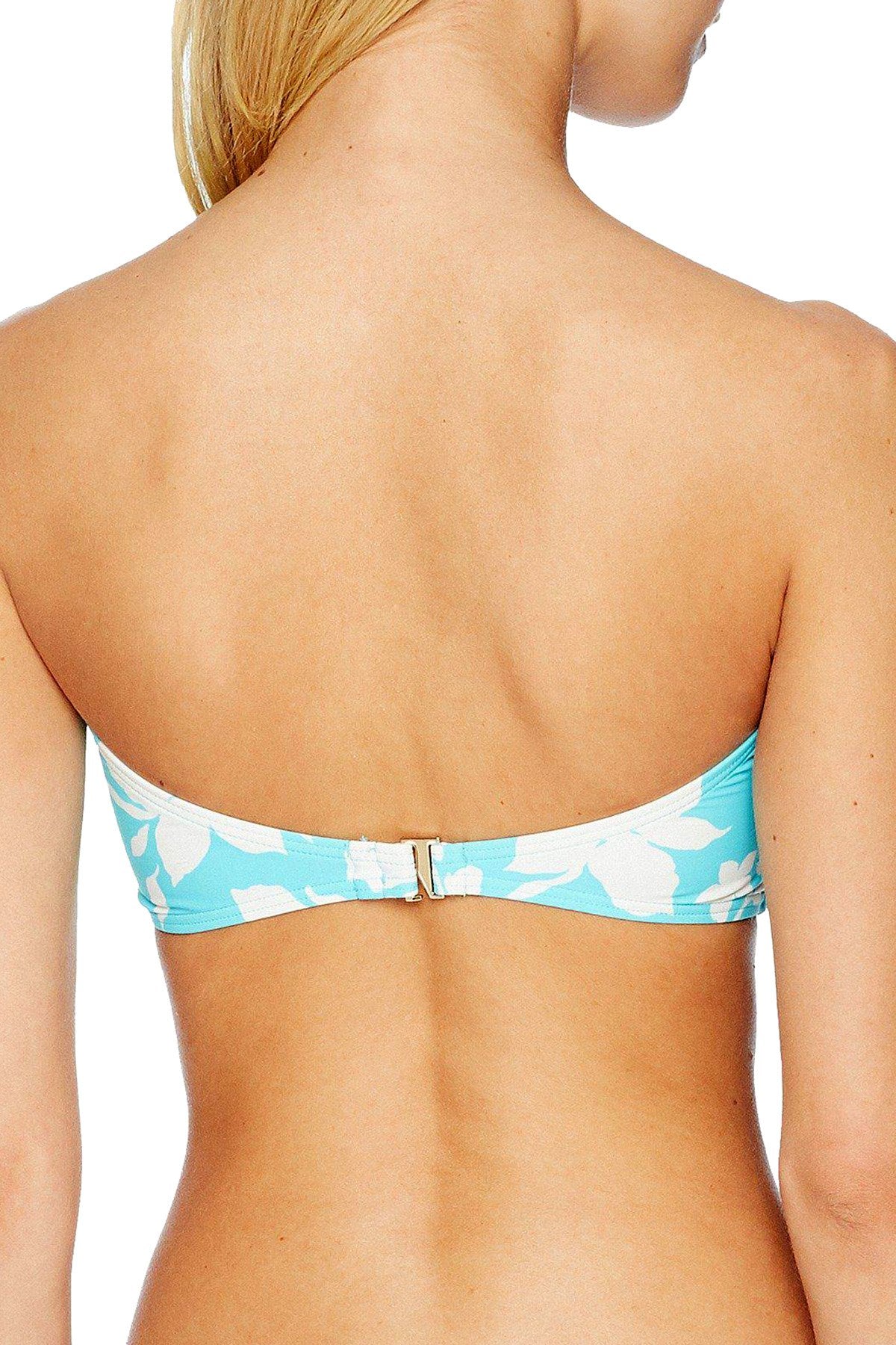 MICHAEL Michael Kors Turquoise Floral Vine Tie Front Bandeau Bikini Top w/ Removable Straps