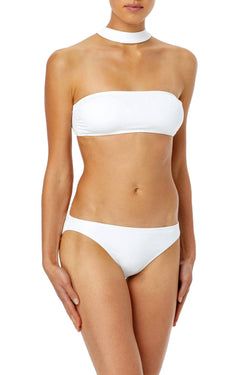 MICHAEL Michael Kors White Glamour Solids Choker Bandeau Bikini Top thumbnail 3