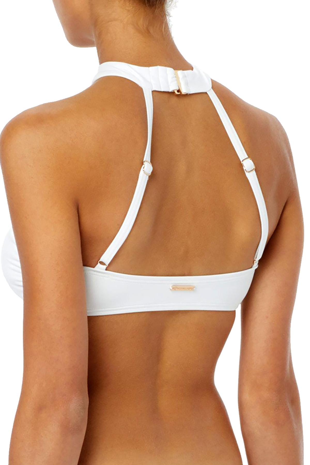 MICHAEL Michael Kors White Glamour Solids Choker Bandeau Bikini Top
