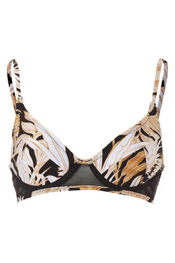 MINKPINK Black/Gold Tropical Punch Mesh Soft Bikini Top thumbnail 4