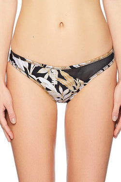 MINKPINK Black/Gold Tropical Punch Mesh Splice Bikini Bottom thumbnail 3