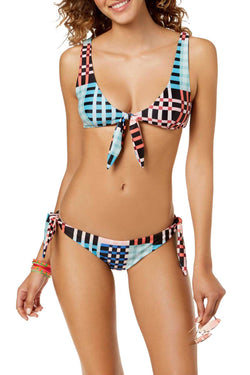 MINKPINK Penelope Tie Front Bikini Top in Multicolor thumbnail 1