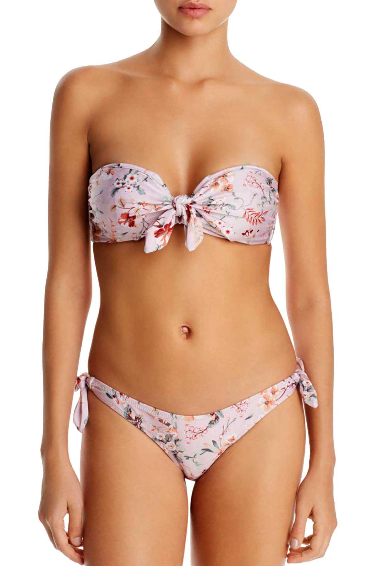 MINKPINK Summer Meadow Tie Bandeau Convertible Bikini Top in Floral Multicolor