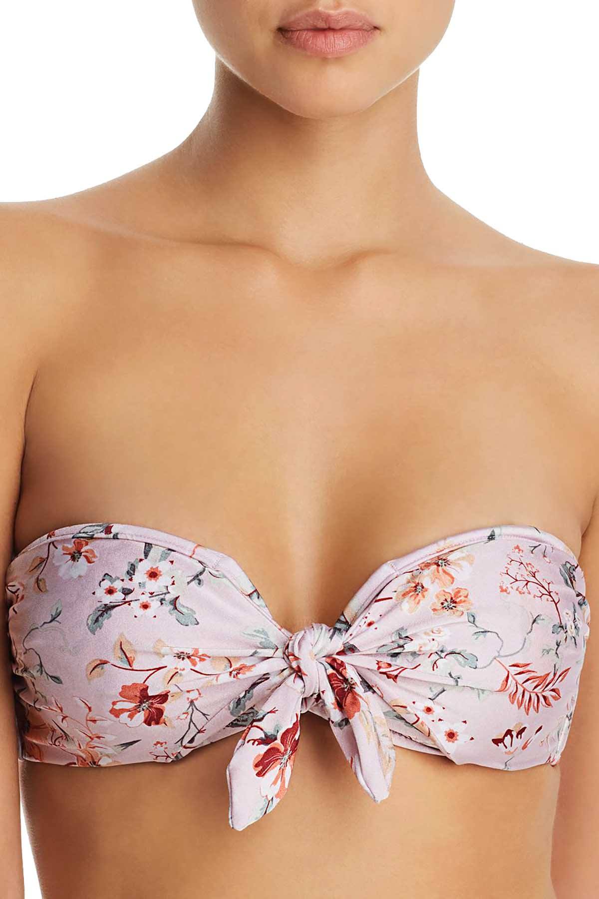 MINKPINK Summer Meadow Tie Bandeau Convertible Bikini Top in Floral Multicolor