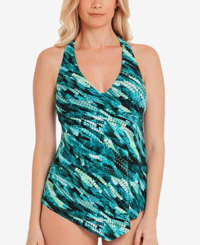 Magicsuit Aquarius Taylor Printed Racerback Underwire Tankini Top Green Multi