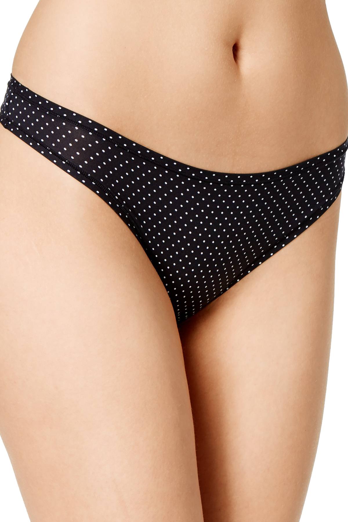 Maidenform Black/White Polka-Dot Smooth Micro Thong